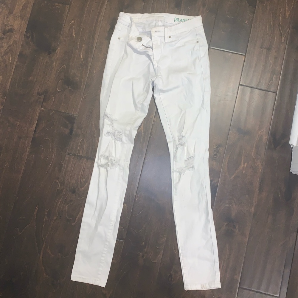 White Blank NYC Distressed Denim Jeans Size 25